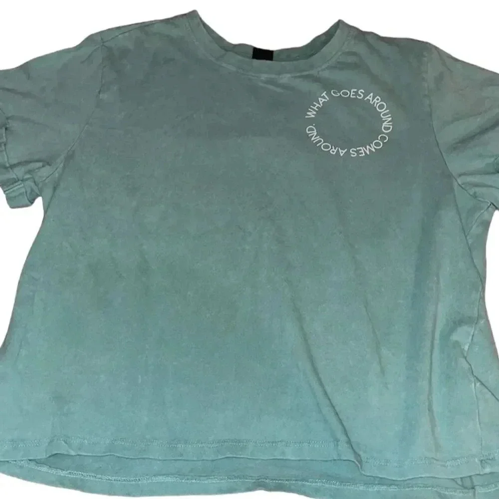 Karma Unisex XL Teal Graphic T-Shirt Inspirational Quote Design - Picture 4 of 8